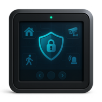 3D Security Interface With Lock Icon and Control Features png