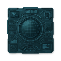 Futuristic HUD Interface with Graphs and Global Elements png