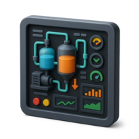 Modern Industrial Tech Dashboard Display with Colorful Graphics png