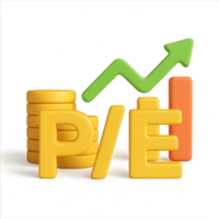 3D Simple Text Composition with Rising Graph and Coin Stacks Visual png