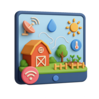3D Smart Farm Display with Colorful Elements and Interactive Features png