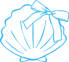 Coquette Seashell Outline Shell with Ribbon bow Girly Summer png