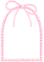 Pink Pearl Frame Arch Modern shape with ribbon bow watercolor png