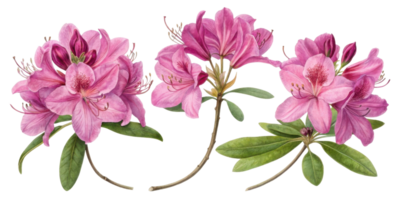 Beautiful rhododendron flowers bloom shades of pink, showcasing their delicate petals and lush green leaves, creating vibrant display of nature png