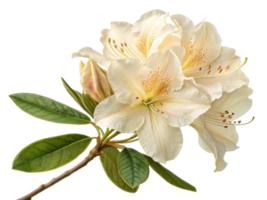 Rhododendron flower blooms gracefully with soft petals and vibrant green leaves creating serene and beautiful display of nature elegance png