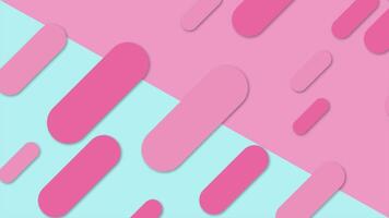 Abstract geometric background animation of capsule curves in soft blue and pink colors. Seamless loop video