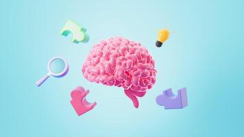 The human brain and brainstorming, cooperation, Inspiration and innovative concepts, 3d rendering. video
