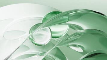 Cyan abstract curved background of transparent glass, 3d rendering. video