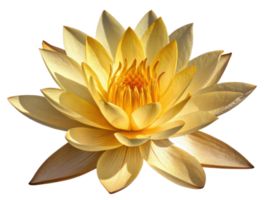 Beautiful lotus flower blooms with vibrant yellow petals radiating warmth and tranquility, symbolizing purity and enlightenment png