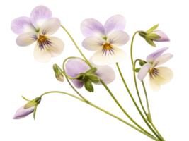 Violets are delicate flowers that bring sense of tranquility and beauty to any setting, showcasing their soft colors and graceful petals png