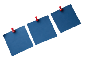 Blue sticky notes pinned to surface create organized and vibrant workspace, perfect for reminders and ideas png