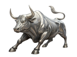 Powerful bull symbolizes strength and resilience in dynamic market environment. This striking figure captures essence of thriving market png