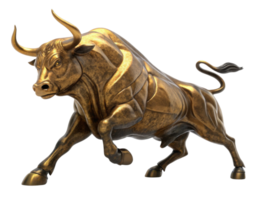 Powerful golden bull symbolizes strength and prosperity in thriving market, representing financial growth and optimism png