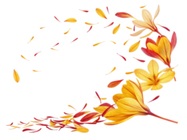 Saffron flowers bloom with vibrant petals creating beautiful display of color and elegance in nature garden png