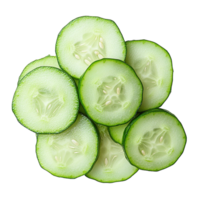 Sliced cucumber pieces are arranged on transparent background nicely png