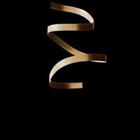 Golden twisted ribbon against transparent background, perfect for overlaying on digital designs. Ideal for festive themes or elegant presentations to enhance visual appeal. 3D animation, alpha channel video