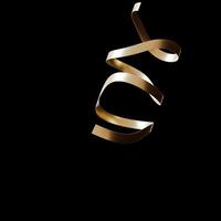 Golden twisted ribbon against transparent background, perfect for overlaying on digital designs. Ideal for festive themes or elegant presentations to enhance visual appeal. 3D animation, alpha channel video