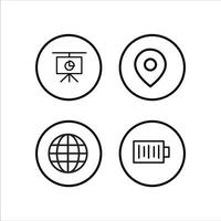 four icons of a camera, globe, and a graph vector
