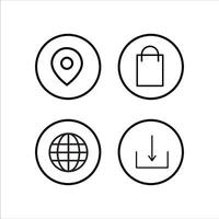 four icons of shopping, map, and globe vector