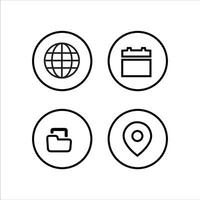 four icons of a globe, calendar,map and folder vector