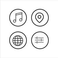 four icons of music, map, and globe vector