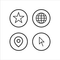 a set of four icons that include a globe, compass and arrow vector