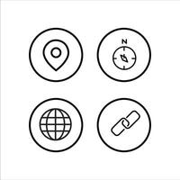 a set of four icons that include a globe, compass and map vector