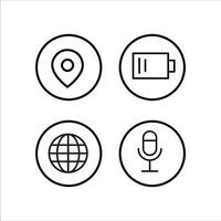 four icons of a phone, a globe, a microphone and maps vector