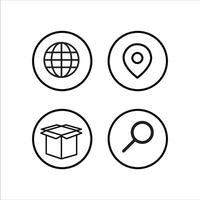 four icons of a globe, box, and map vector