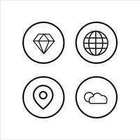 four icons of a globe, diamond, cloud and map vector
