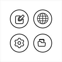 four icons of a globe, and setting icon vector