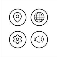 four icons of a globe, speaker vector