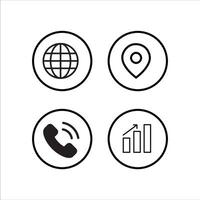 four icons of a globe, phone, and a phone vector