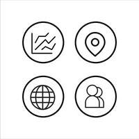 four icons with a globe, map and person vector