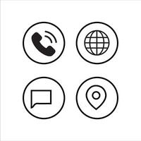 four icons of a phone, globe, and map an chat vector