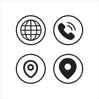 four icons of a globe, phone, and map vector