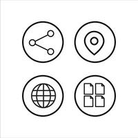 four icons of a globe, map, and a folder vector