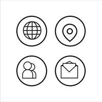 four icons of a globe, mail, user icon vector