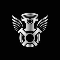 a motorcycle engine with wings on it vector