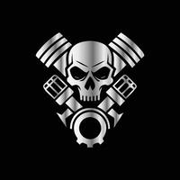 a skull with two engines on a black background vector