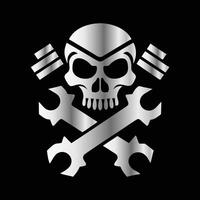 a skull with wrenches on a black background vector