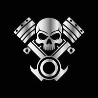 a skull and two wrenches on a black background . vector