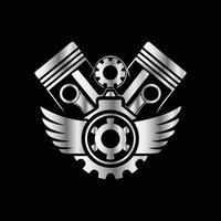 a logo with two engines and wings on a black background vector
