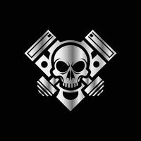 a skull and two engines on a black background . vector