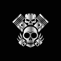 a skull and two engines on a black background vector