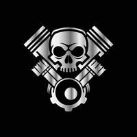 a skull and two engines on a black background. . vector