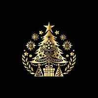 christmas tree gold illustration vector