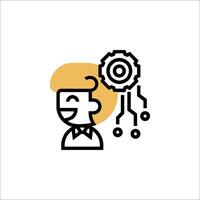 A man with a gear on his head and a computer vector