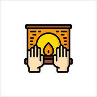 Hands holding a box with a flame inside vector