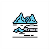 A mountain and water icon in a line style vector